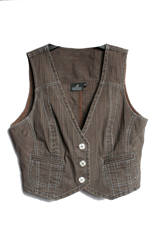Ranch Riding Weste Brown Denim Damen M/L