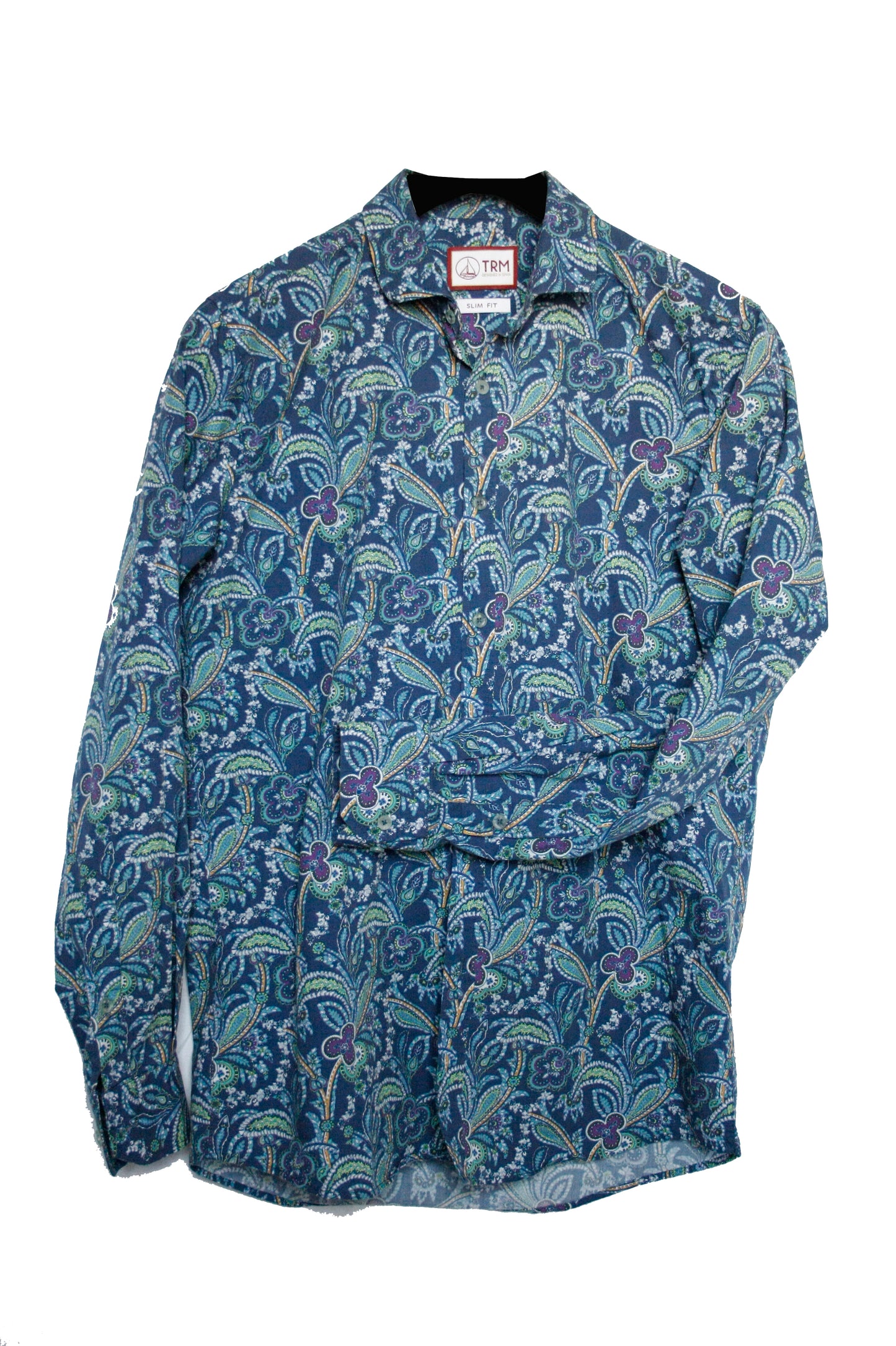 Showoberteil Paisley Blau/grün Herren M