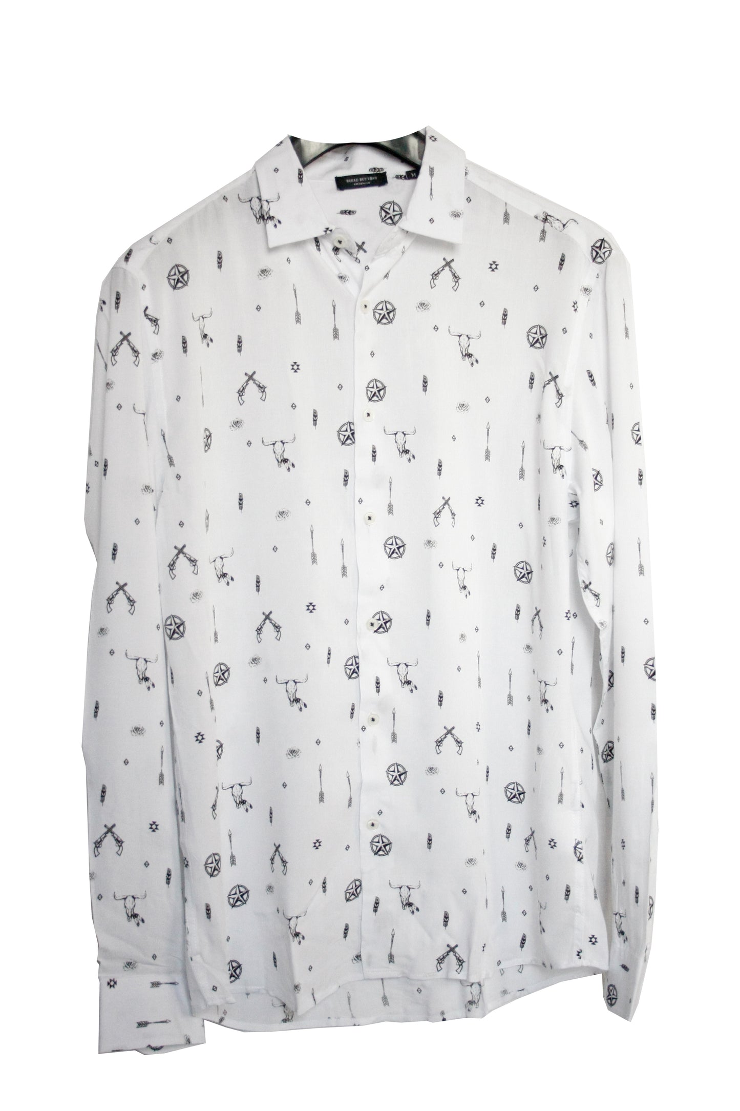 Leichtes Western Motive Hemd weiß Herren M
