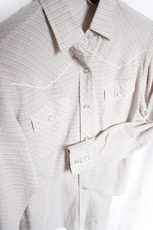 Vintage Showshirt Ranchriding beige kariert Unisex