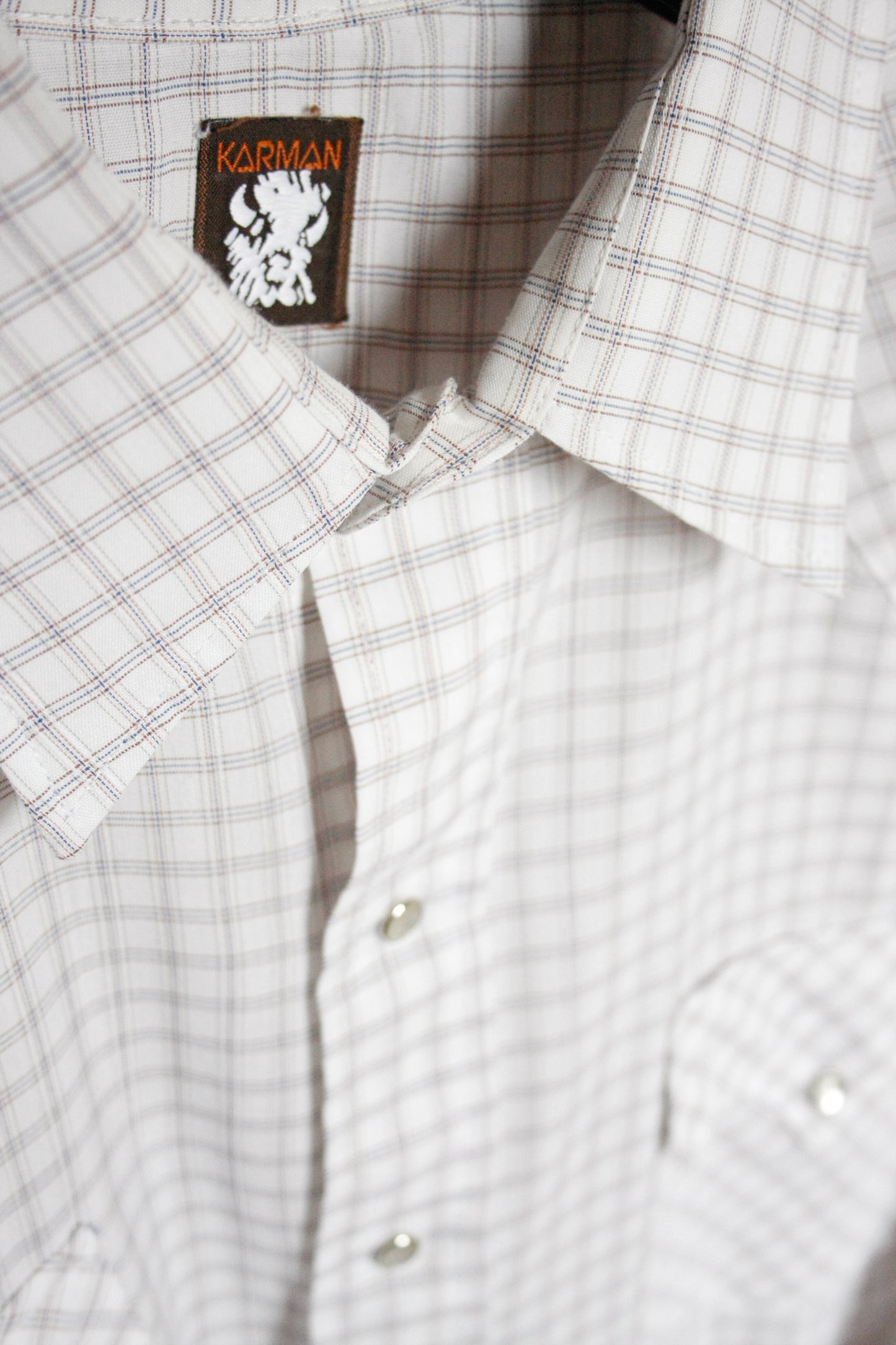 Vintage Showoberteil kariert weiß Herren XXL