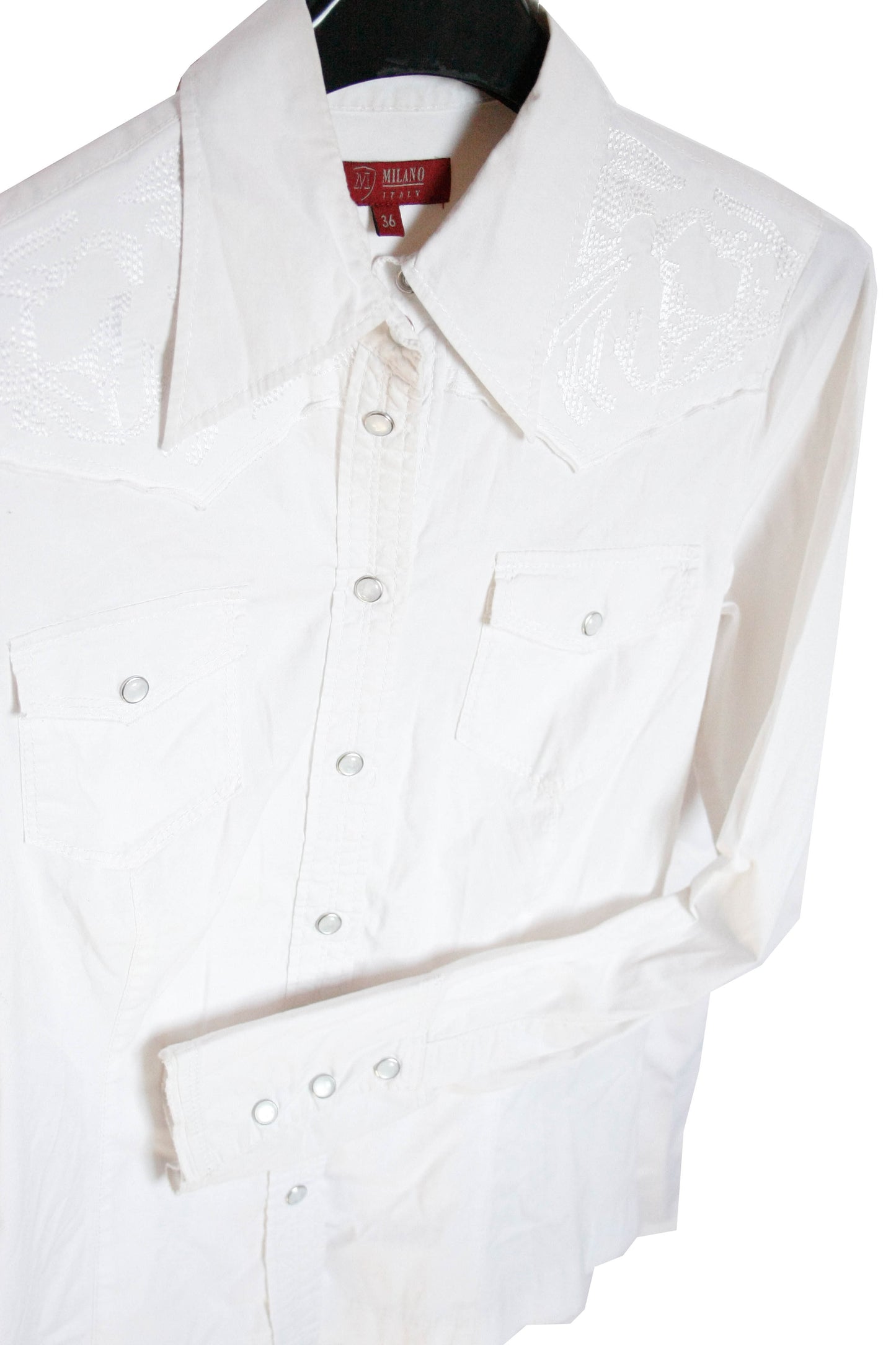 Vintage Showoberteil Ranchriding Plain White Damen S