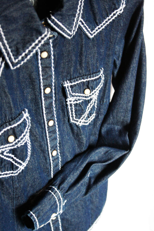 Vintage Denim Button Up Showshirt Damen Gr. S