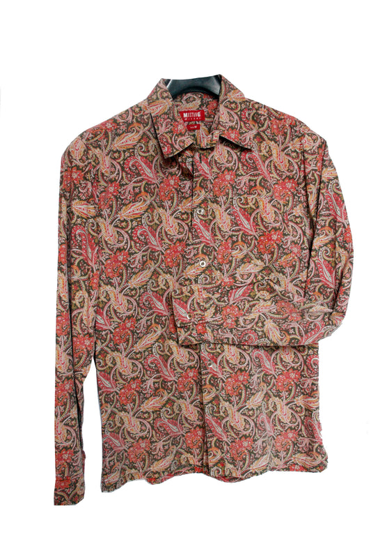 Showoberteil Paisley Lachs Herren M