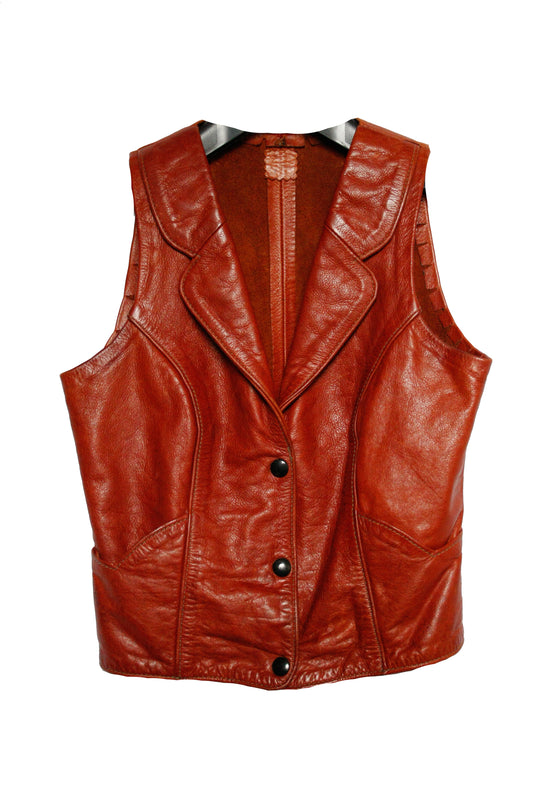 Vintage Ranch Riding Weste Leder Damen XXS