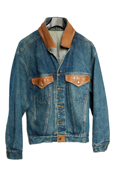 Vintage Denim Leather Jacket