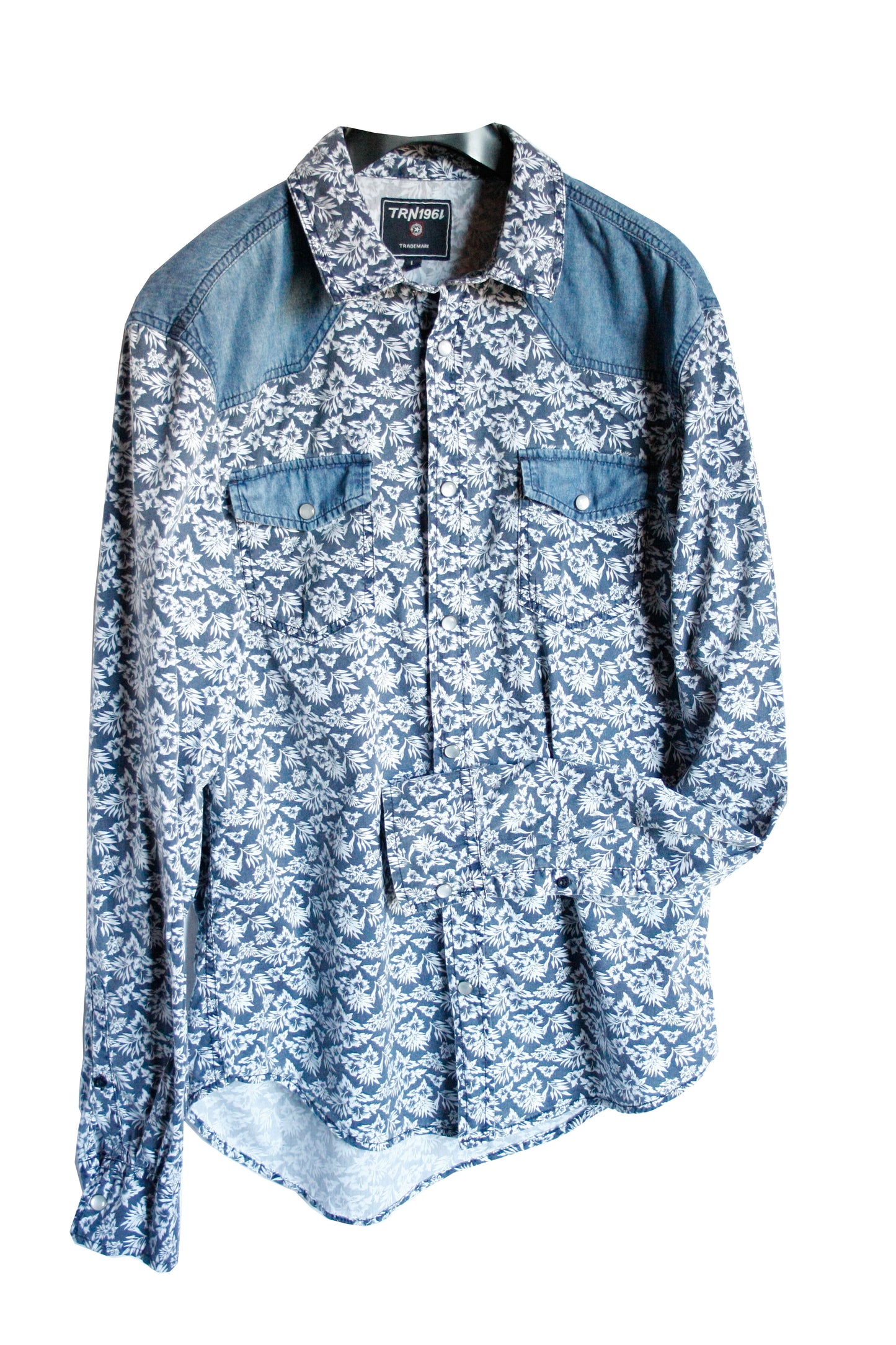 Showoberteil Ranchriding Floral Blau/Jeans Herren Größe L