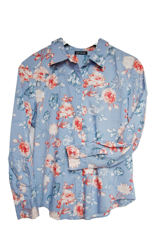 Showoberteil Ranchriding floralhellblau Damen M