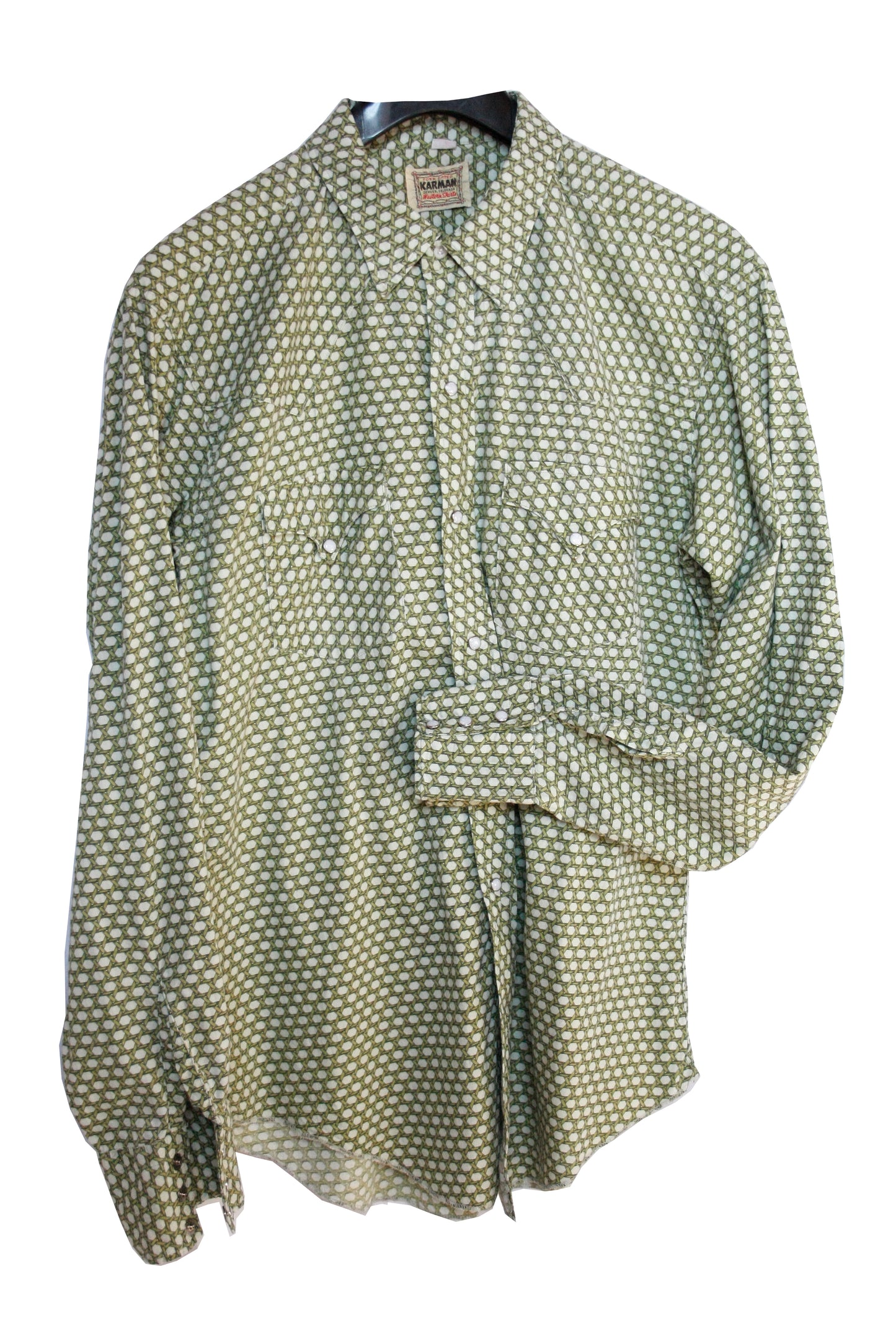 Vintage Showoberteil Pattern Grün Herren L