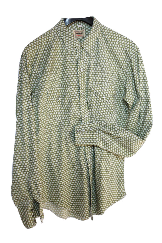 Vintage Showoberteil Pattern Grün Herren L