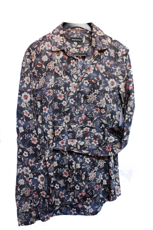 Showoberteil Ranchriding Floral blau Damen M