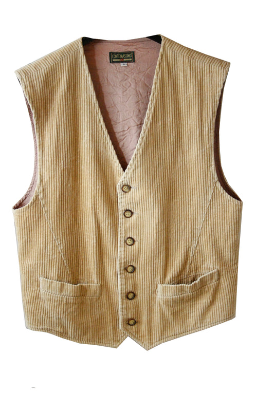 Vintage Ranch Riding Weste Cord beige Herren M