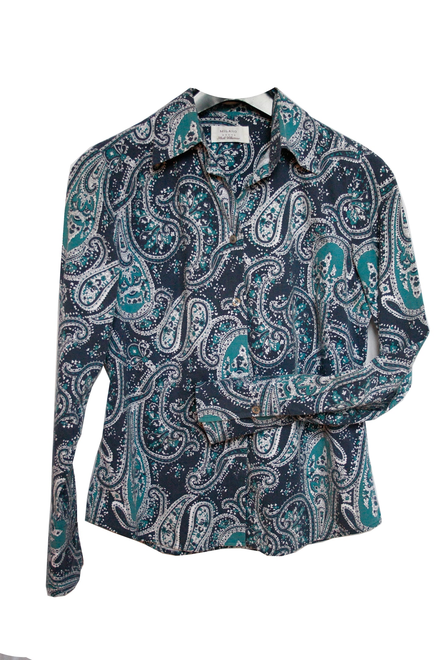 Showoberteil Ranchriding Paisley blau/türkis Damen M